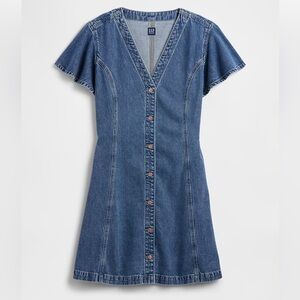 GAP Denim Flutter Sleeve Mini Dress